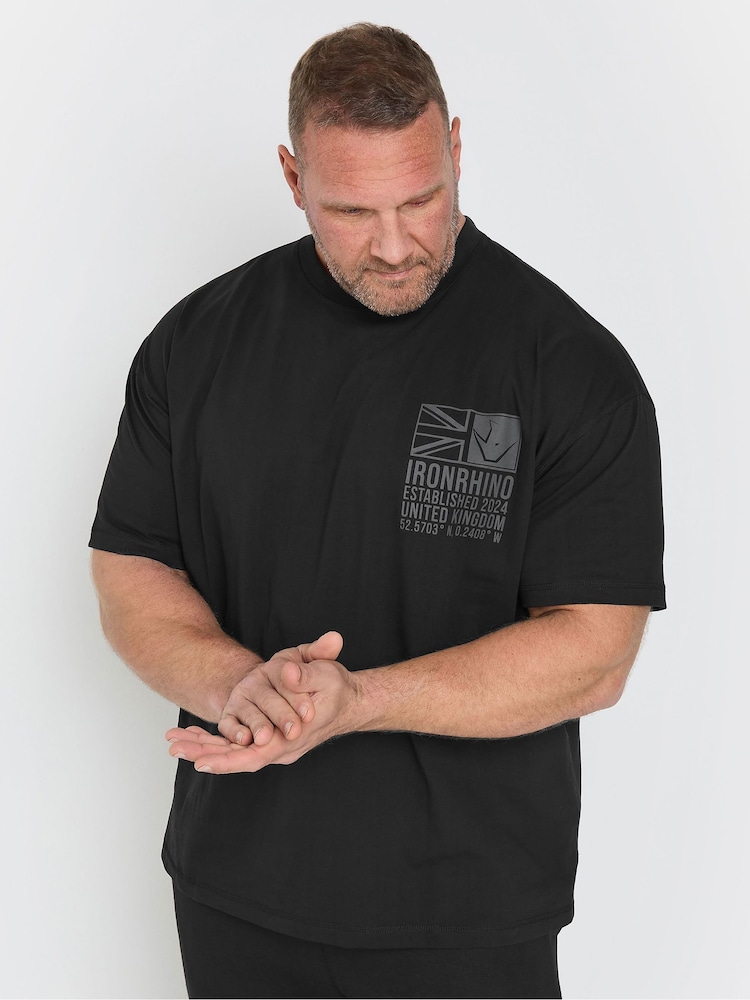 BadRhino Big & Tall Black Ironrhino Established 2024 100% Cotton T-Shirt - Image 1 of 5