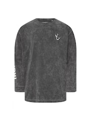 Grau - BadRhino Big & Tall Ironrhino Long Sleeve Acid Wash 100% Cotton T-Shirt - Bild 1 von 2