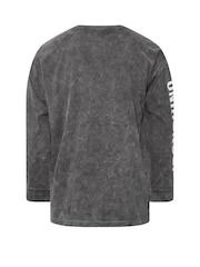 Grau - BadRhino Big & Tall Ironrhino Long Sleeve Acid Wash 100% Cotton T-Shirt - Bild 2 von 2