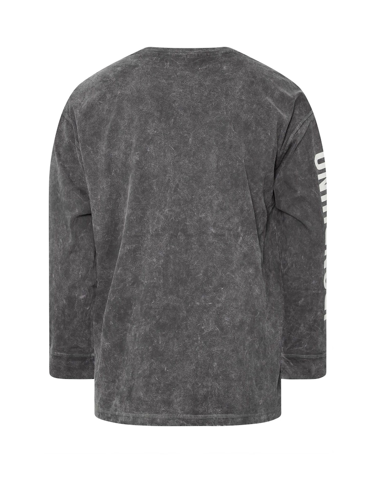 Grau - BadRhino Big & Tall Ironrhino Long Sleeve Acid Wash 100% Cotton T-Shirt - Bild 2 von 2