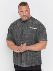 BadRhino Big & Tall Grey 'Ironrhino Sport' Acid Wash 100% Cotton T-Shirt - Image 1 of 5