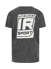 BadRhino Big & Tall Grey 'Ironrhino Sport' Acid Wash 100% Cotton T-Shirt - Image 5 of 5
