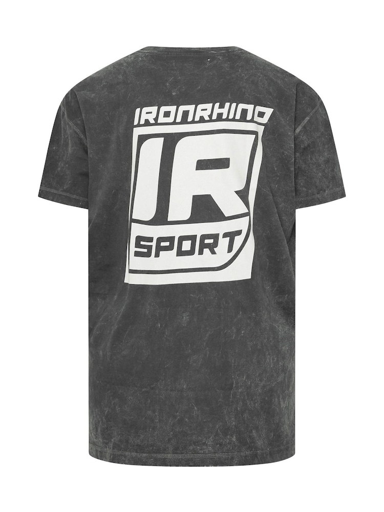 BadRhino Big & Tall Grey 'Ironrhino Sport' Acid Wash 100% Cotton T-Shirt - Image 5 of 5