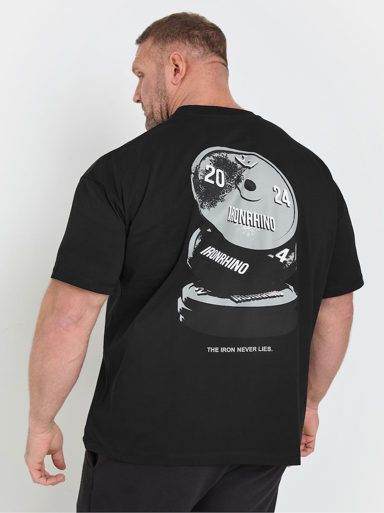 BadRhino Big & Tall Black Ironrhino Iron Never Lies Printed 100% Cotton T-Shirt - Image 2 of 5