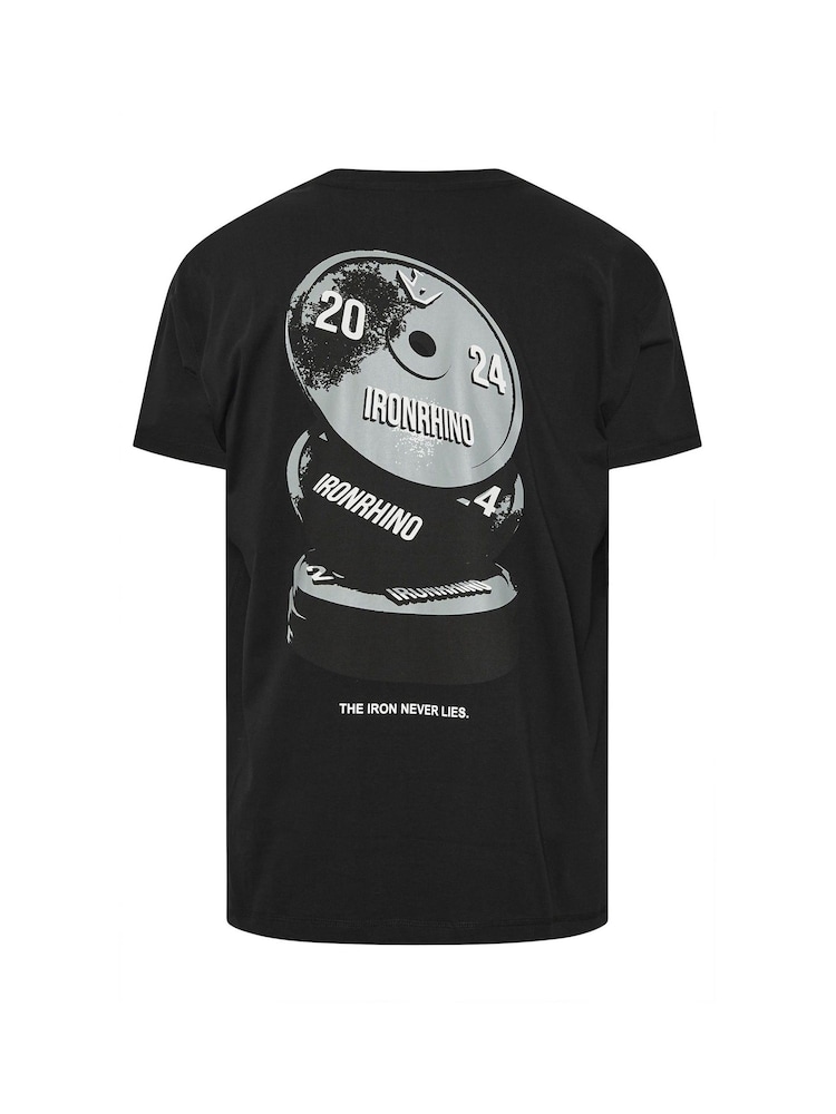BadRhino Big & Tall Black Ironrhino Iron Never Lies Printed 100% Cotton T-Shirt - Image 5 of 5