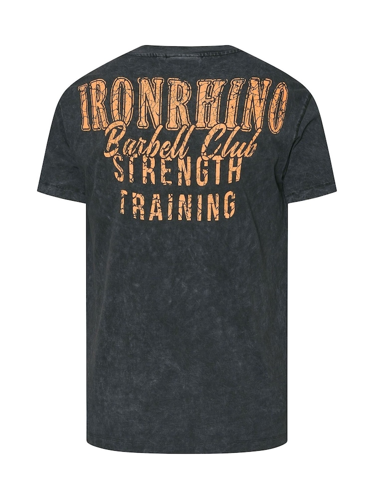 رمادي - BadRhino Big & Tall IronRhino Barbell Club 100% Cotton T-Shirt - صورة 2 من 2