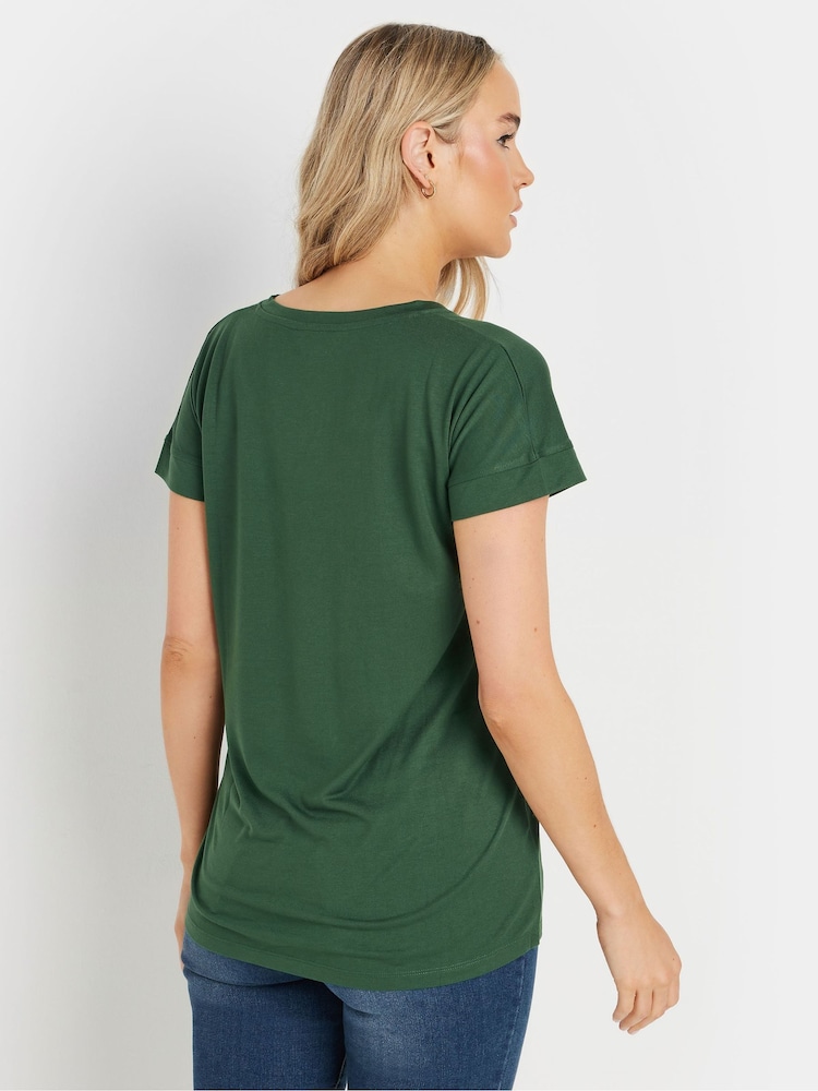 Long Tall Sally Dark Green Premium Modal V-Neck T-Shirt - Image 2 of 5