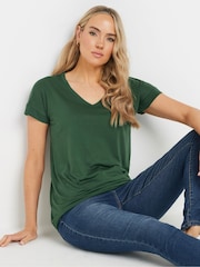 Long Tall Sally Dark Green Premium Modal V-Neck T-Shirt - Image 3 of 5