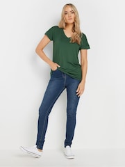 Long Tall Sally Dark Green Premium Modal V-Neck T-Shirt - Image 4 of 5