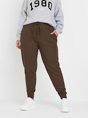 Yours Curve Brown Elasticated Cuffed Joggers - Image 1 of 5