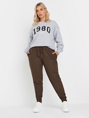 Yours Curve Brown Elasticated Cuffed Joggers - Image 2 of 5