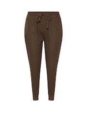 Yours Curve Brown Elasticated Cuffed Joggers - Image 5 of 5