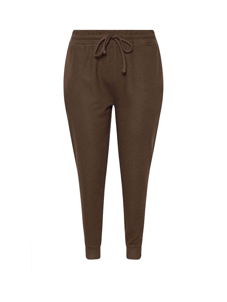 Yours Curve Brown Elasticated Cuffed Joggers - Image 5 of 5