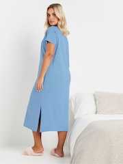 Yours Curve Blue Let Me Dream All Day Midaxi 100% Cotton Nighties 2 Pack - Image 3 of 8