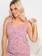 Yours Curve Pink Linear Floral 100% Cotton Chemises 2 Pack - Image 5 of 8