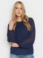 Long Tall Sally Blue Dobby Balloon Sleeve Blouse - Image 1 of 5