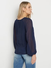 Long Tall Sally Blue Dobby Balloon Sleeve Blouse - Image 2 of 5