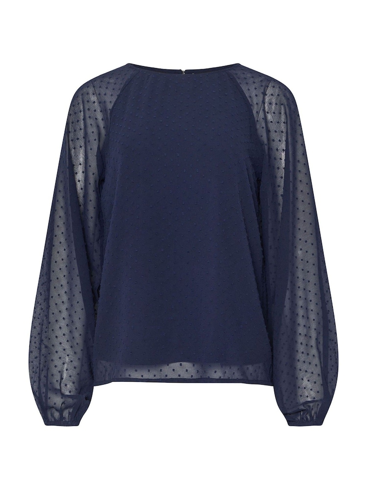 Long Tall Sally Blue Dobby Balloon Sleeve Blouse - Image 5 of 5