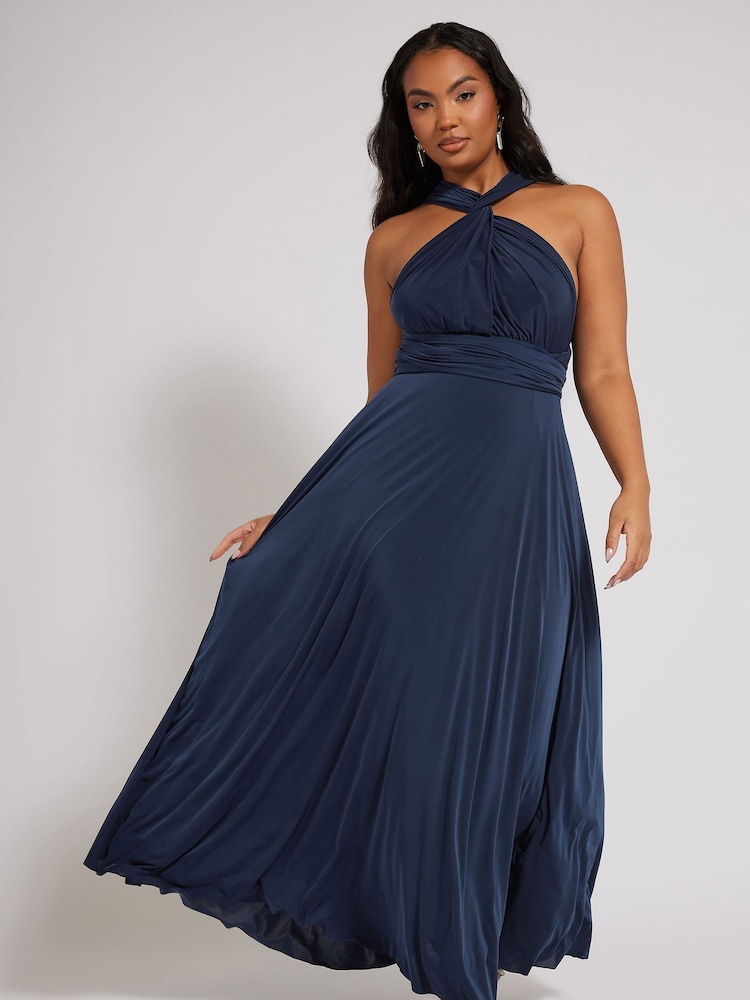 Yours Curve Blue London Multiway Maxi Dress - Image 1 of 5