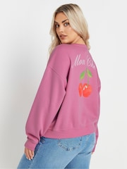 Yours Curve Pink Cherry Back Print Sweatshirt - Image 3 of 6