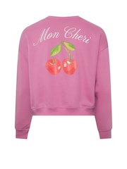 Yours Curve Pink Cherry Back Print Sweatshirt - Image 6 of 6