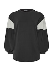Yours Curve Black Colour Block Sleeve Sweatshirt - Image 5 of 5
