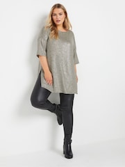 Yours Curve Grey Metallic Detail Top - Image 3 of 6