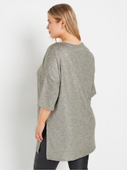 Yours Curve Grey Metallic Detail Top - Image 4 of 6