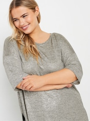 Yours Curve Grey Metallic Detail Top - Image 5 of 6
