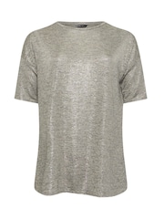 Yours Curve Grey Metallic Detail Top - Image 6 of 6
