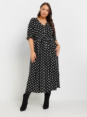 Yours Curve Dark Black Midaxi Dress - Image 1 of 4