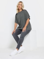 Yours Curve Grey Heavy Weight Box 100% Cotton T-Shirt - Image 2 of 5