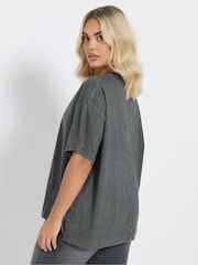 Yours Curve Grey Heavy Weight Box 100% Cotton T-Shirt - Image 3 of 5
