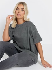 Yours Curve Grey Heavy Weight Box 100% Cotton T-Shirt - Image 4 of 5