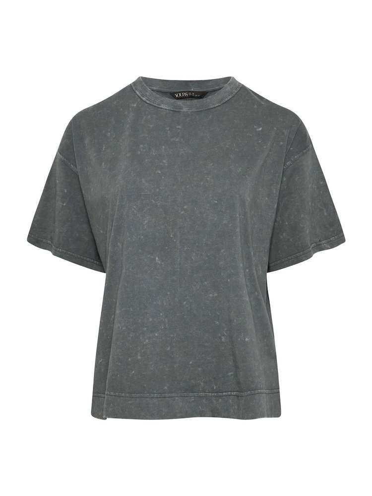 Yours Curve Grey Heavy Weight Box 100% Cotton T-Shirt - Image 5 of 5