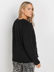 Long Tall Sally Black Chunky Knitted Cardigan - Image 3 of 6