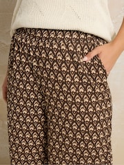Yours Curve Brown Ikat Structured Wide Leg Trousers - Image 4 of 5