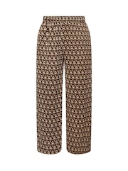 Yours Curve Brown Ikat Structured Wide Leg Trousers - Image 5 of 5