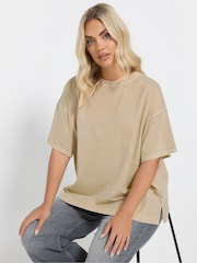 Yours Curve Natural Heavy Weight Box 100% Cotton T-Shirt - Image 1 of 6