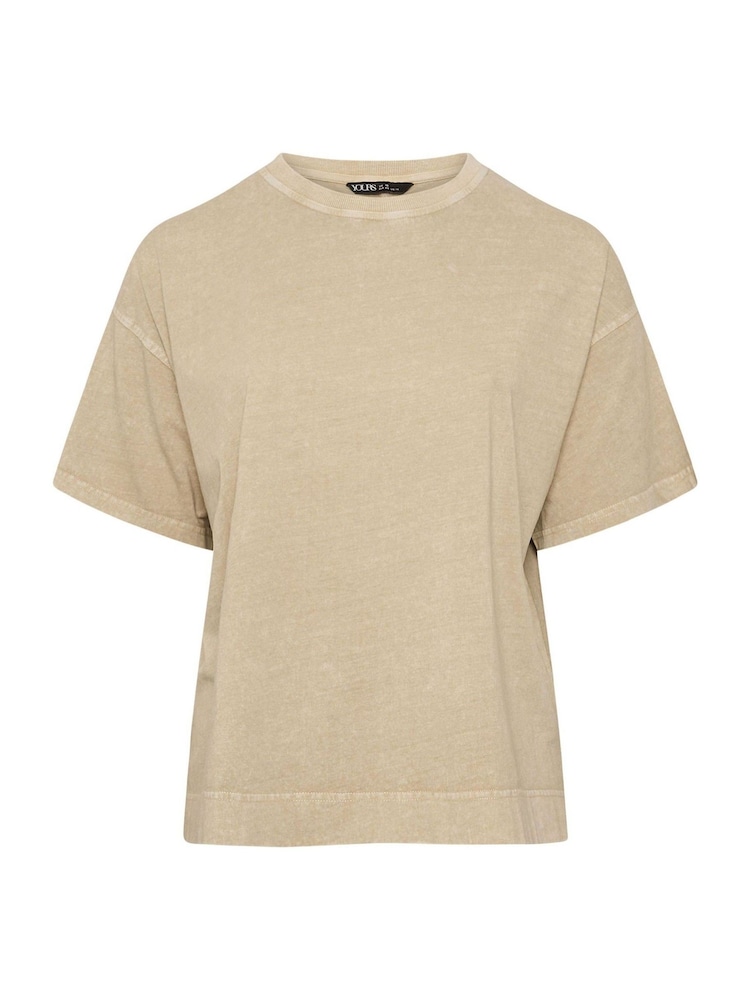 Yours Curve Natural Heavy Weight Box 100% Cotton T-Shirt - Image 6 of 6