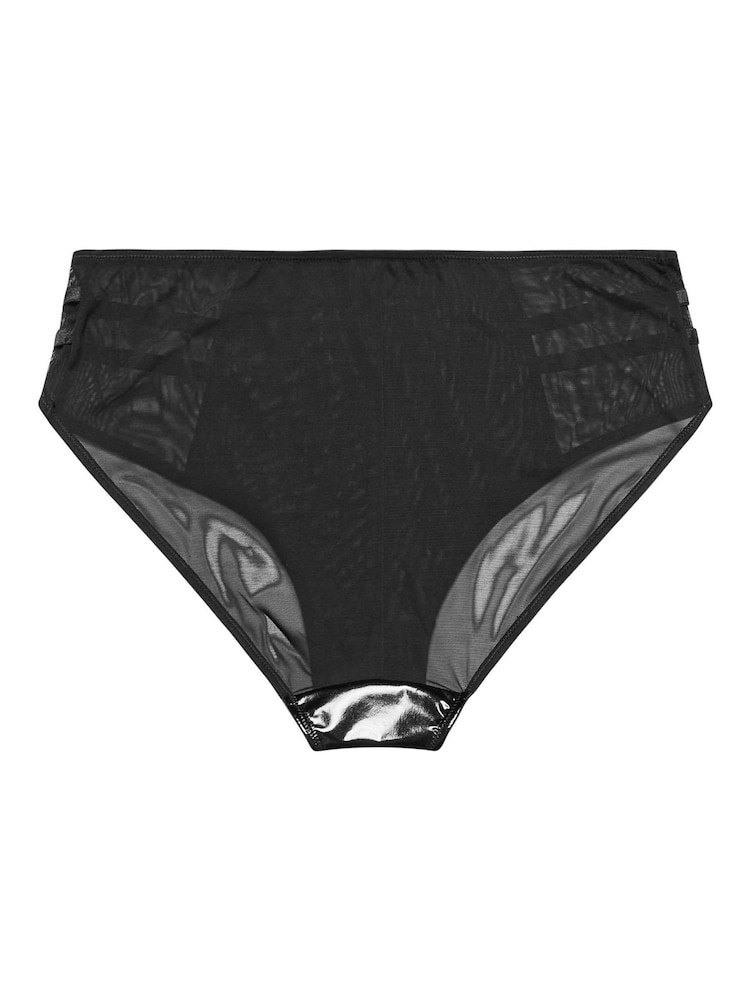 Yours Curve Black Shiny PU Strapping Knickers - Image 6 of 6