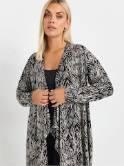 Yours Curve Black Abstract Print Waterfall Cardigan - Image 4 of 5