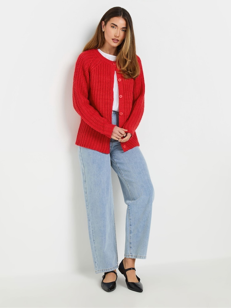 Long Tall Sally Red Chunky Knitted Cardigan - Image 2 of 5