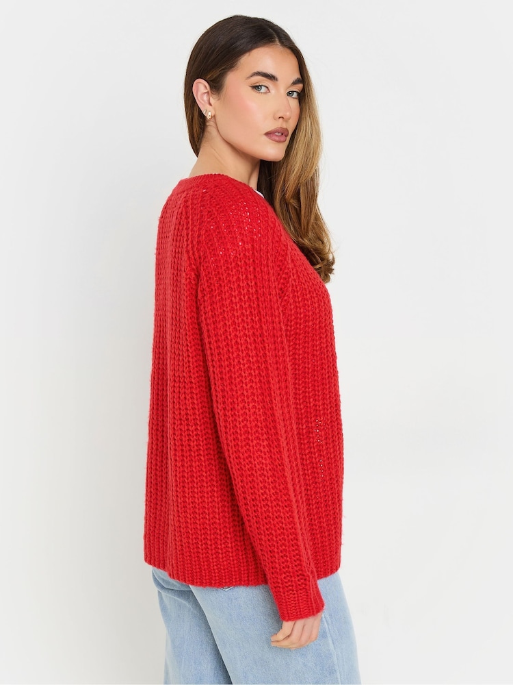 Long Tall Sally Red Chunky Knitted Cardigan - Image 3 of 5