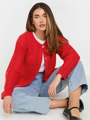 Long Tall Sally Red Chunky Knitted Cardigan - Image 4 of 5