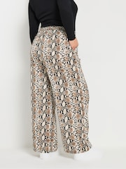 Yours Curve Brown Snake Print Pull On Trousers - Image 3 of 5