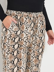 Yours Curve Brown Snake Print Pull On Trousers - Image 4 of 5