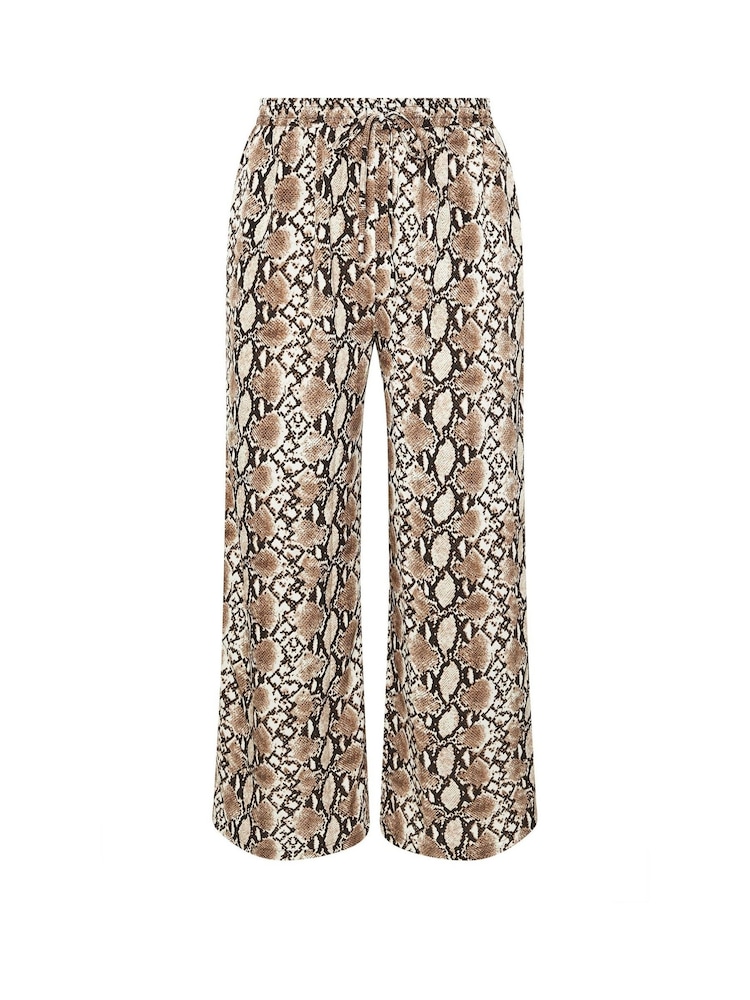 Yours Curve Brown Snake Print Pull On Trousers - Image 5 of 5