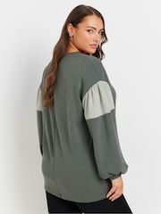 Yours Curve Grey Colour Block Sleeve Sweatshirt - Image 3 of 5