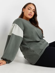 Yours Curve Grey Colour Block Sleeve Sweatshirt - Image 4 of 5